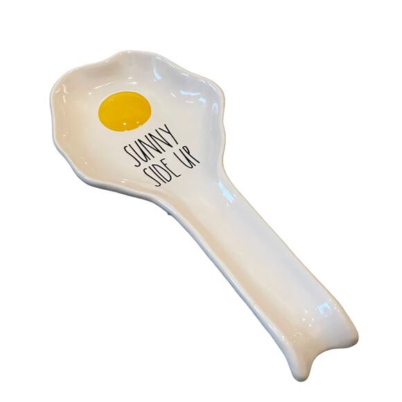 RAE DUNN Sunny Side Up Ceramic Spoon Rest Yellow | White | Black NEW - Picture 1 of 10